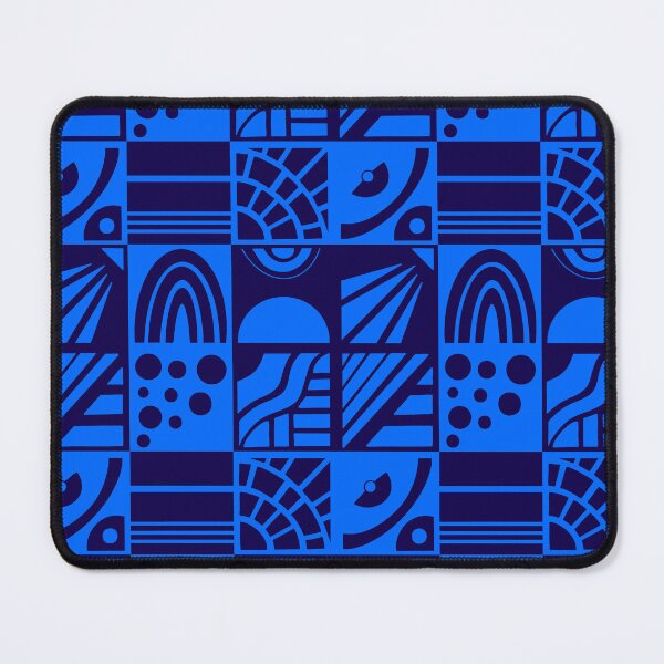 Item preview, Geometric Cheater Quilt in Black on Royal Blue designed and sold by Lynne Adams.
