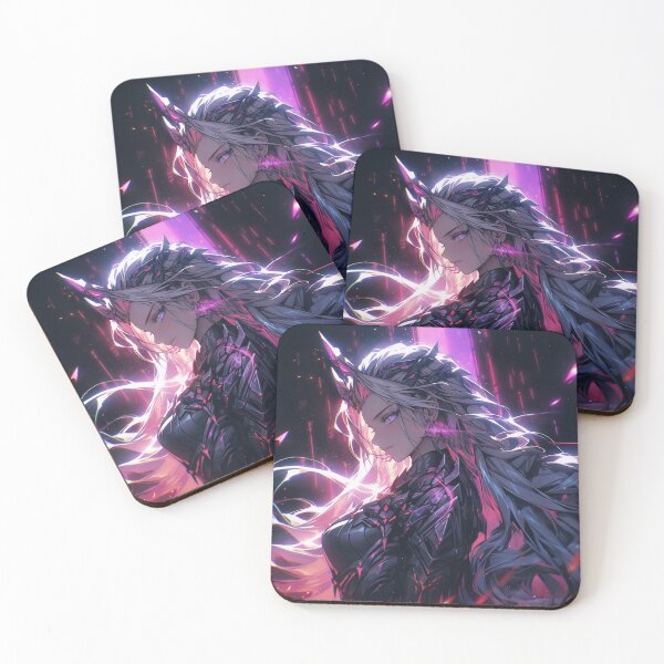 Item preview, Dark Fantasy Anime Unicorn Queen – Ethereal Warrior in Black Armor designed and sold by AxeWave.