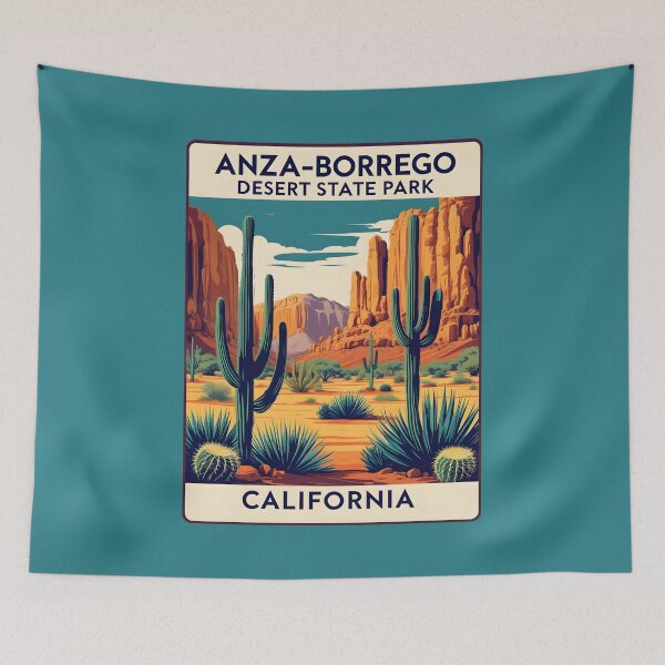 Item preview, Ilustración vintage del Parque Estatal del Desierto de Anza-Borrego (California) designed and sold by GoodOldVintage.