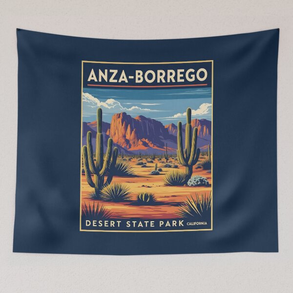 Item preview, Ilustración vintage del Parque Estatal del Desierto de Anza-Borrego (California) designed and sold by GoodOldVintage.
