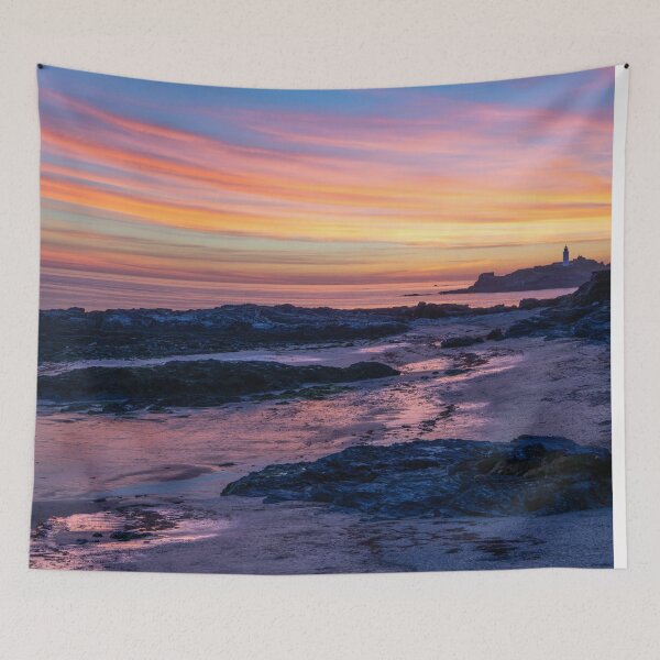 Item preview, Godrevy Lighthouse Cornwall red sunset designed and sold by kathleenjean.