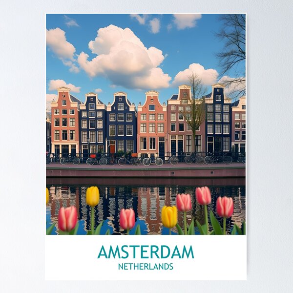Vibrant Amsterdam Netherlands Travel Poster Poster