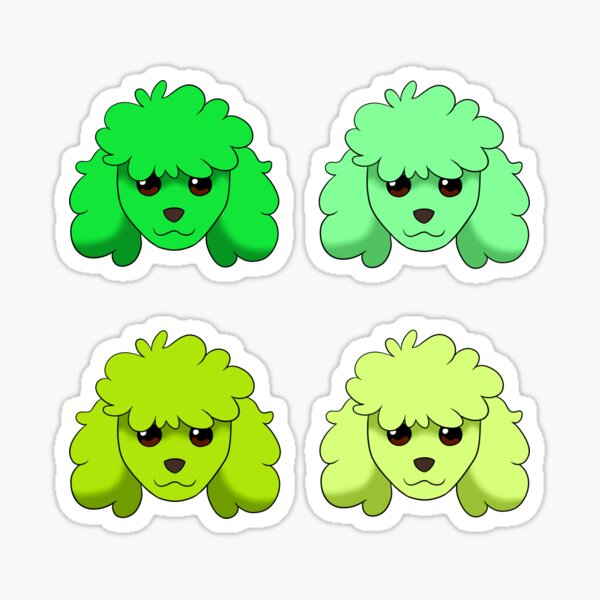 Aperçu de l'œuvre Pack d'autocollants Caniche vert créée et vendue par OliRoseArt.