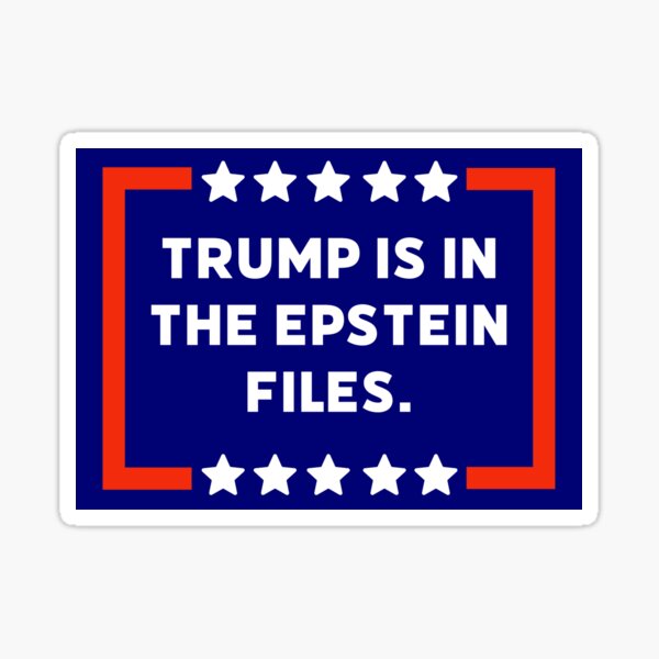 Vista previa del artículo con la obra «Trump está en los archivos de Epstein», diseñado y vendido por Rachel the Artist .