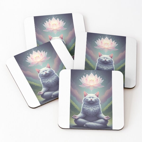 Item preview, Zen Cat Meditating Lotus Flower designed and sold by zoughlal.