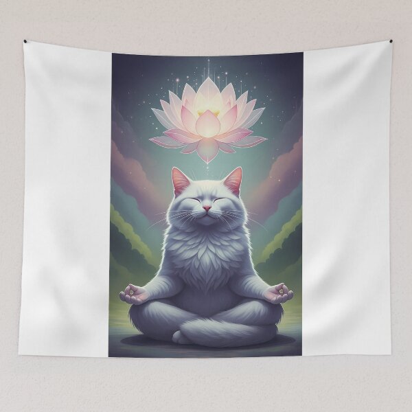 Item preview, Zen Cat Meditating Lotus Flower designed and sold by zoughlal.