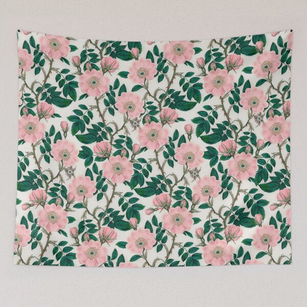 Item preview, Pink Wild Rose Flowers & Green Leaves designed and sold by CatyArte.