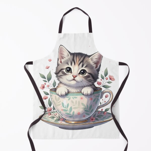 Item preview, Cat in Teacup Floral Accents designed and sold by zoughlal.