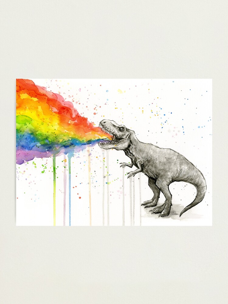 T Rex Kotzender Regenbogen Schmeckt Den Regenbogen Fotodruck Von Olga Shvartsur Redbubble