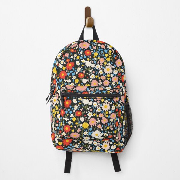 Item preview, Boho Wildflower Meadow on black background designed and sold by Mel Bel Studio .
