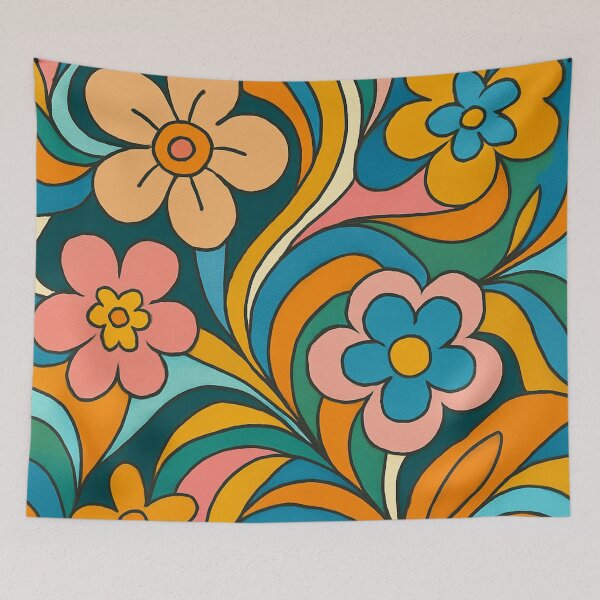 Item preview, Groovy Retro Floral - Bold 70s Psychedelic Pattern designed and sold by Myra365Art.