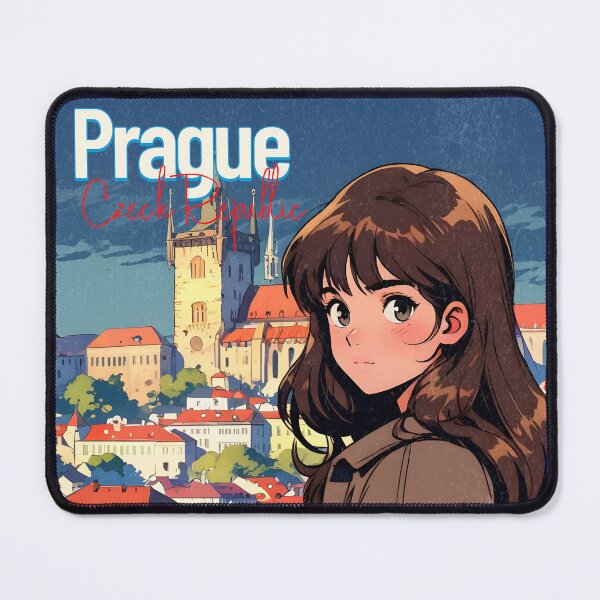 Item preview, Romantic Farewell in Prague Czech Republic Europe – Retro Anime Travel Girl Love Quote designed and sold by Kawaii-Sky.