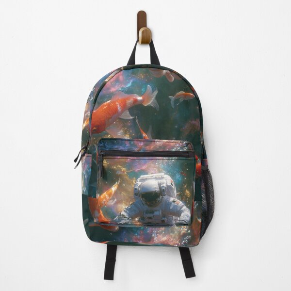 Item preview, Astronaut floating in space surrounded by floating koi fish designed and sold by ayshatazin.