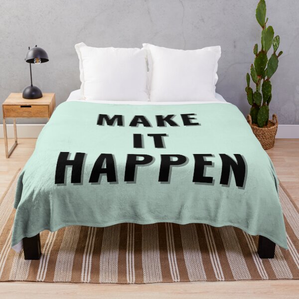 Item preview, Make It Happen – Bold Motivational Quote in Black on Mint Green designed and sold by thoratsdesign.