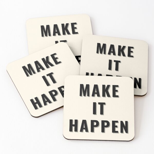 Item preview, Make It Happen – Motivational Quote in Black on Light Cream designed and sold by thoratsdesign.
