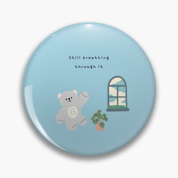 Item preview, Still Breathing Through It – Gentle Bear Mood ( Teal blue Background ) designed and sold by mintmono-studio.