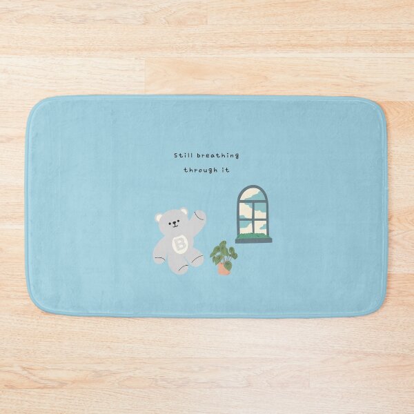 Item preview, Still Breathing Through It – Gentle Bear Mood ( Teal blue Background ) designed and sold by mintmono-studio.