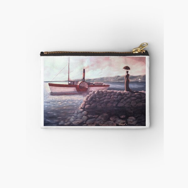 Item preview, Woman watches paddlewheel boat from a jetty.  designed and sold by daverheaume.