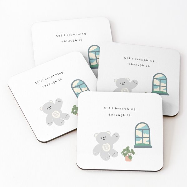 Item preview, Still Breathing Through It – Gentle Bear Mood ( White / Transparent Background ) designed and sold by mintmono-studio.