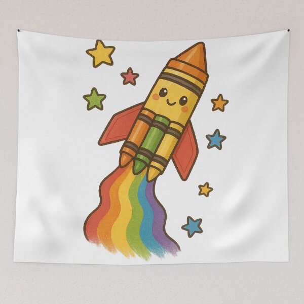 Item preview, Crayon Rocket Adventure – Fun Colorful Kids Back to School Design designed and sold by Uglyandcute.