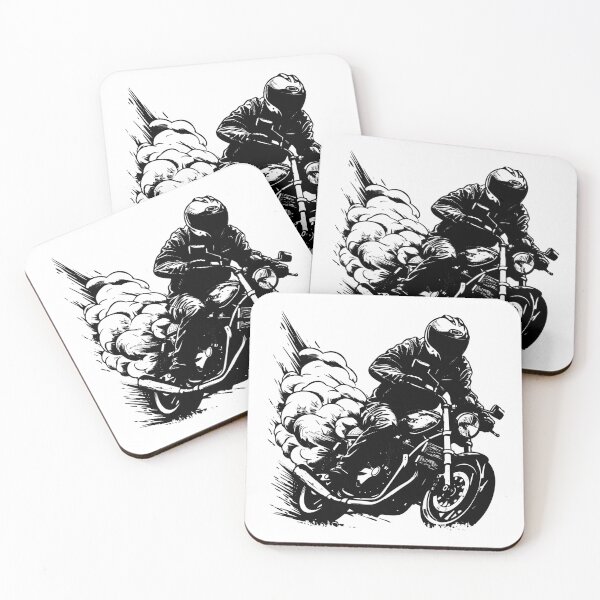Item preview, Motorcycle Rider Skid Burnout Black and White Biker Art designed and sold by inkoutninja.