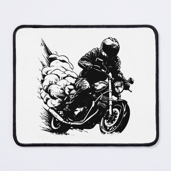 Item preview, Motorcycle Rider Skid Burnout Black and White Biker Art designed and sold by inkoutninja.