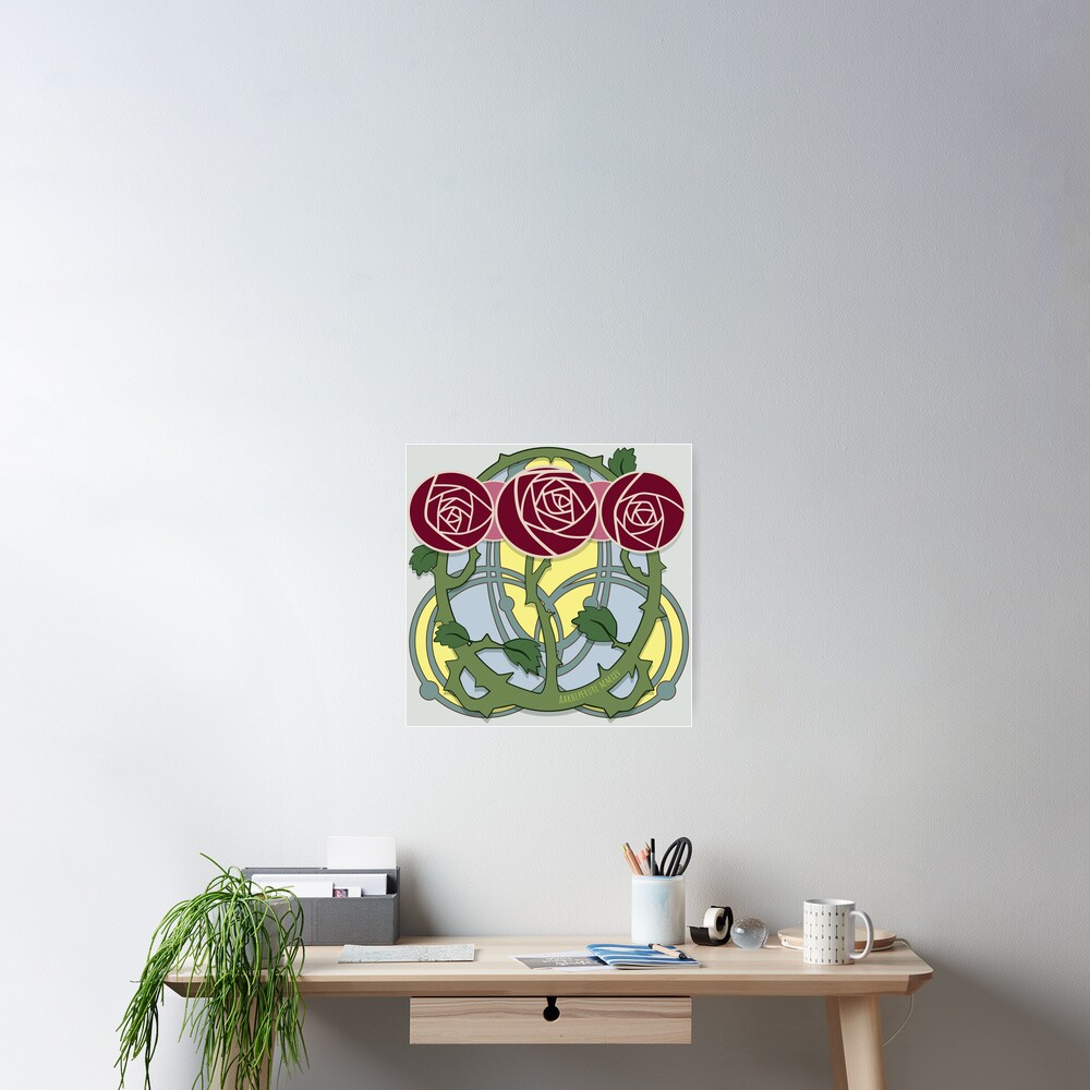 Art nouveau garden: Red Roses