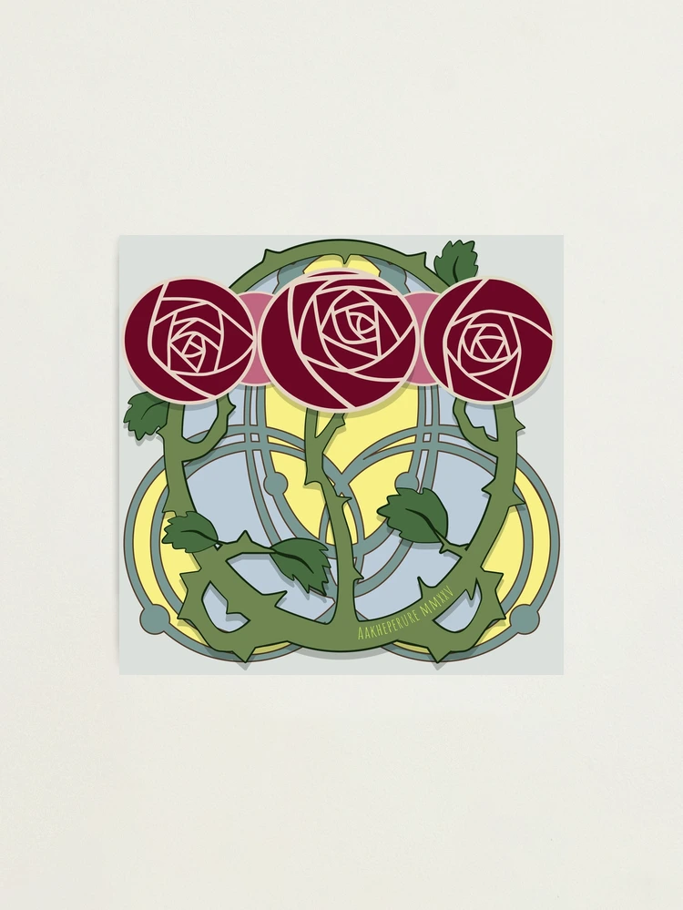 シャンパーニュ・Henriot Rosé アート・イラスト・ポスター Art nouveau garden: Red Roses