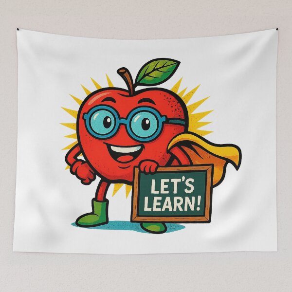 Aperçu de l'œuvre Professeur super-héros Apple – T-shirt mignon pour la rentrée des classes pour enfants créée et vendue par Uglyandcute.