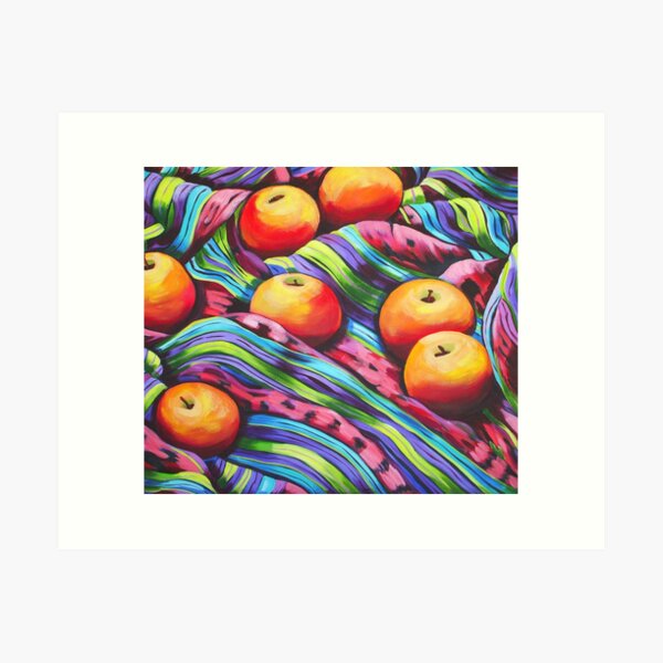 Aperçu de l'œuvre Fruit sur un tissu rayé créée et vendue par marlene veronique holdsworth.