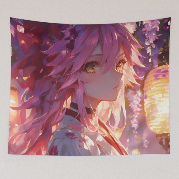 Item preview, Caster Tamamo no Mae FateGrandOrder Anime Wisteria Fox Ears Lanterns designed and sold by mildaclairmo.