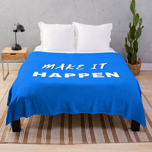 Item preview, Make It Happen – Motivational White Text on Bold Blue Background designed and sold by thoratsdesign.