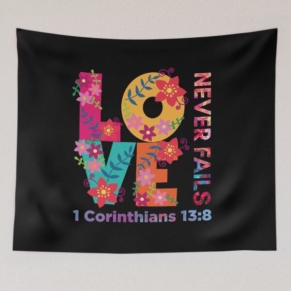 Item preview, Love Never Fails – 1 Corinthians 13:8 Floral Scripture Design | Bible Verse | Inspirational designed and sold by JirehKollezion.