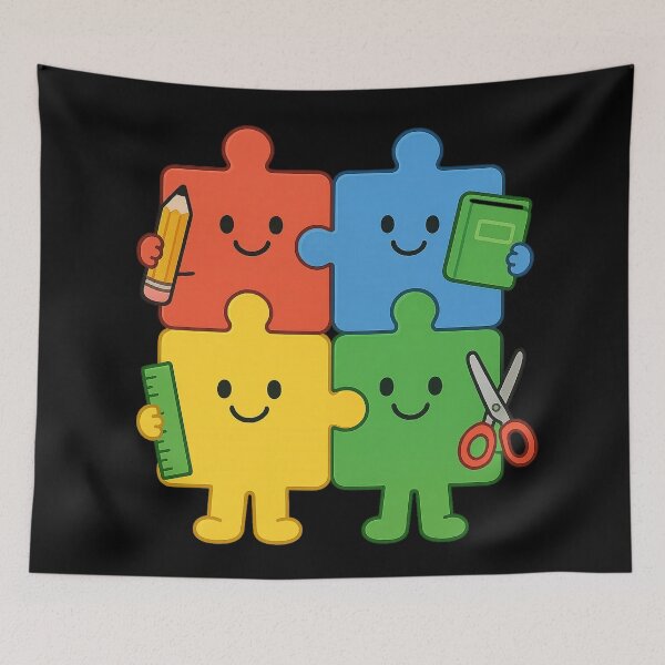 Item preview, Back to School Puzzle Friends  designed and sold by Uglyandcute.