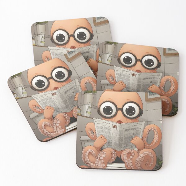 Item preview, Octopus Reading Newspaper Glasses Embracing Aquatic Wisdom Charm designed and sold by juniorcastros.