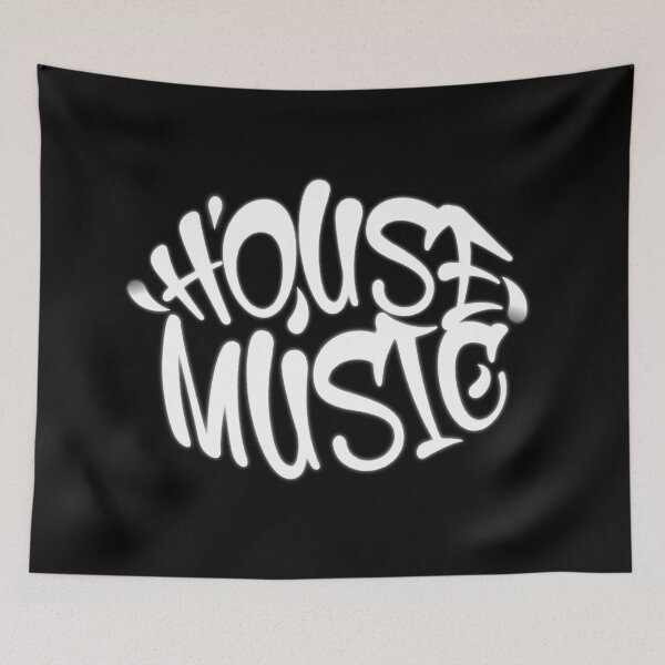Item preview, HOUSE MUSIC  - Graffiti Spray Tag (White)  designed and sold by Discothreadz.