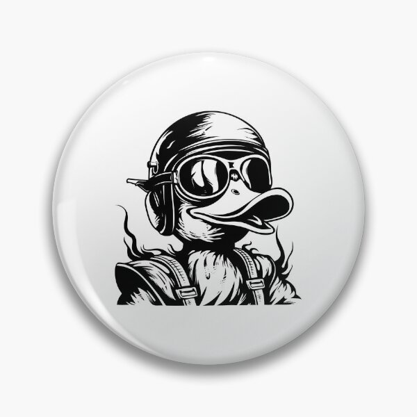 Item preview, Cool Aviator Duck Illustration | Black and White Cartoon Animal Art designed and sold by inkoutninja.