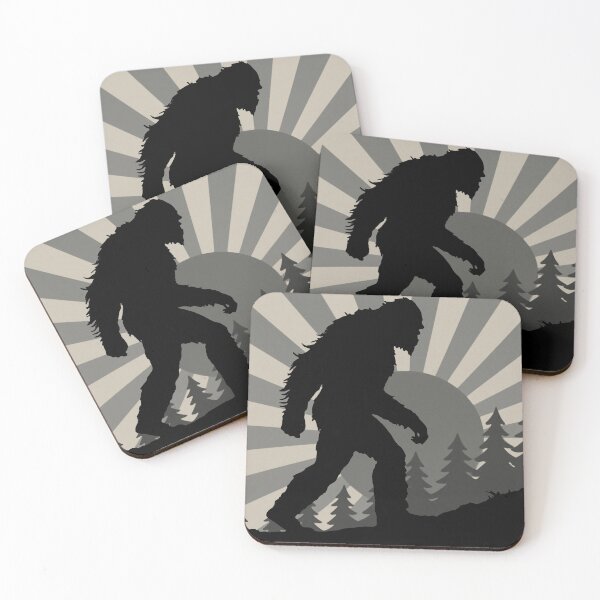 Item preview, Retro Bigfoot Walking Silhouette Vintage Grayscale Forest Scene  designed and sold by donwillisjrart.