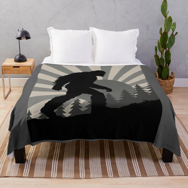 Item preview, Retro Bigfoot Walking Silhouette Vintage Grayscale Forest Scene designed and sold by donwillisjrart.