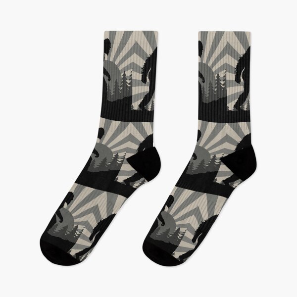 Item preview, Retro Bigfoot Walking Silhouette Vintage Grayscale Forest Scene  designed and sold by donwillisjrart.