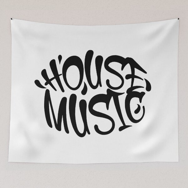 Item preview, HOUSE MUSIC  - Graffiti Spray Tag (Black)  designed and sold by Discothreadz.