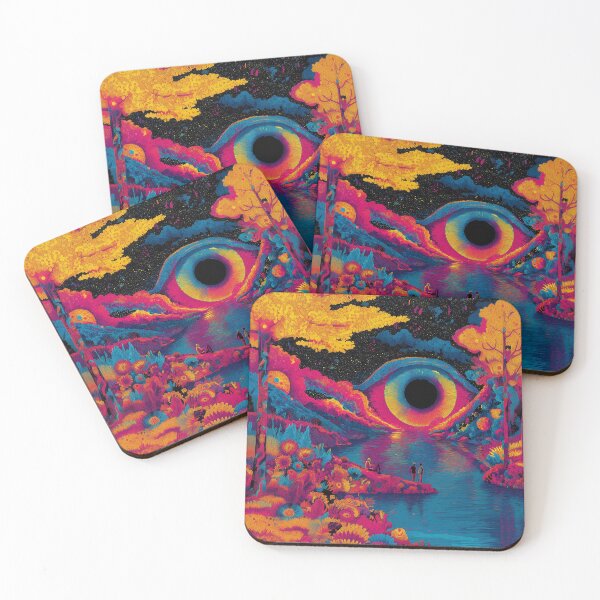 Item preview, Psychedelic Cosmic Eye Over River – Trippy Forest Visionary Art designed and sold by Art of Ngu.
