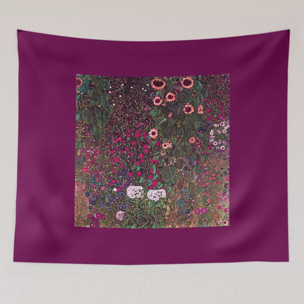 Item preview, Gustav Klimt Country Garden with Sunflowers (1906) magenta coral designed and sold by PureVintageLove.