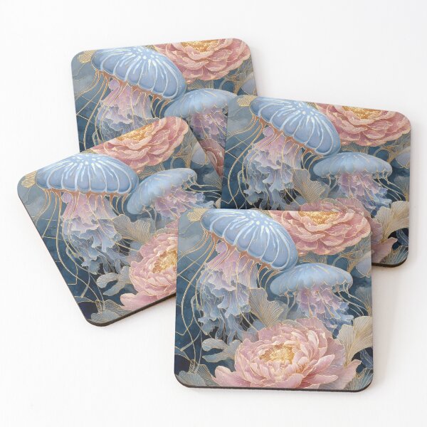 Item preview, Pink Peonies Flora and Blue Jellyfish designed and sold by scicilysimonee.
