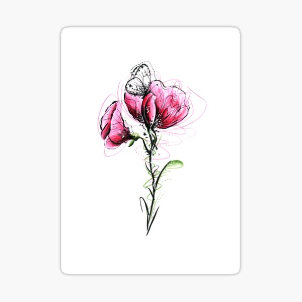 Pinke Mohnblume Sticker