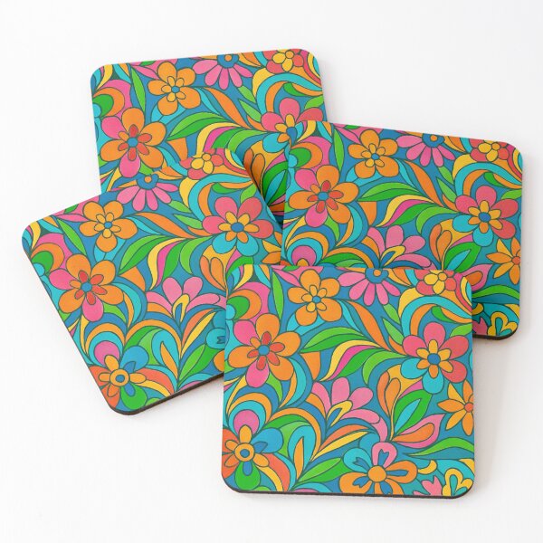 Item preview, Retro Floral Pattern - Psychedelic Vintage 70s Style designed and sold by Myra365Art.