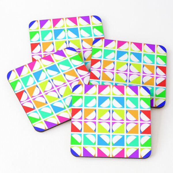 Item preview, Retro Modern Design 17-8: Thirty-Six Right Triangles in Rainbow Colors with White Circles designed and sold by SBVillard.