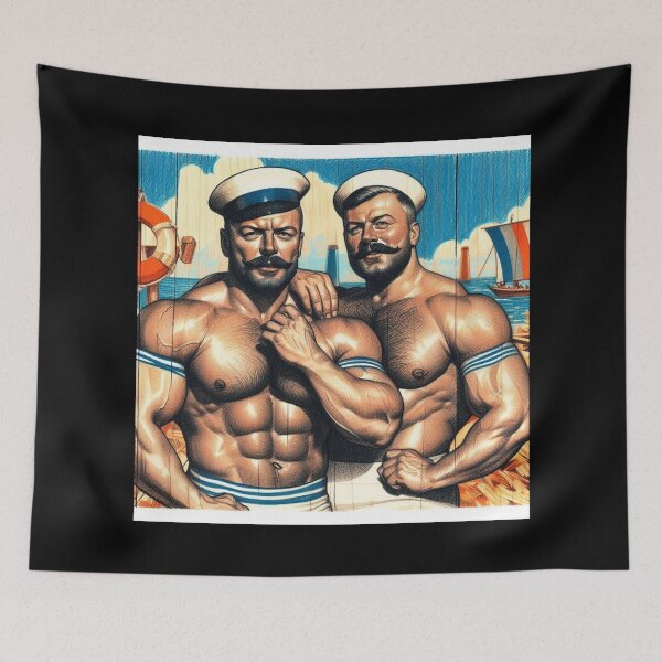 Item preview, 1920s French Vintage Gay Sailors Gay Bear Pride Graphic Design designed and sold by ItsAKinkThing.
