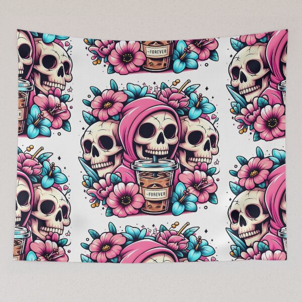 Item preview, Floral Skull Coffee Forever Art designed and sold by KMHArts.