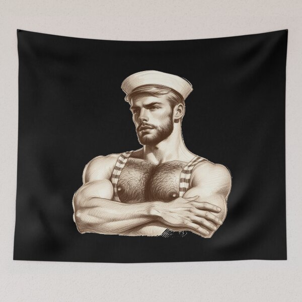 Item preview, 1940s Vintage Sailor "Deep Seas" San Francisco Tom of Finland Tribute Gay Pride Graphic Design designed and sold by ItsAKinkThing.